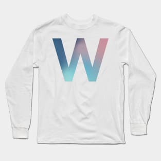 Gradient Letter W Initial Alphabet Long Sleeve T-Shirt